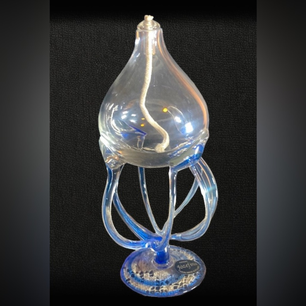 Jozefina Krosno blown glass octopus oil lamp vintage